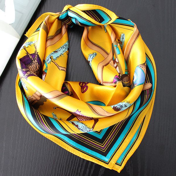 

silk scarf occupation bank staff small square scarf headscarf joker printing silk small square scarf, Blue;gray