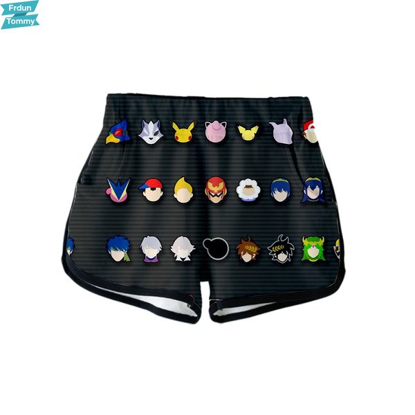 

super smash bros. ultimate 3d printed women shorts fashion streetwear shorts 2019 girls casual summer wear, White;black