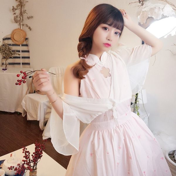 

chinese style sweet lolita dress kawaii girl daily cheongsam dress cute printing vintage victorian gothic lolita jsk loli, Black;red