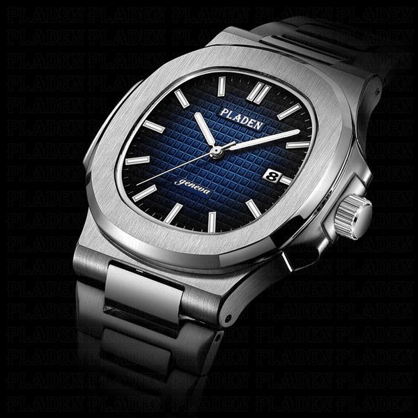 

pladen classic men's wrist watch stainless steel fashion sport waterproof chronograph luminous male quartz wristwatches #pl1027, Slivery;brown