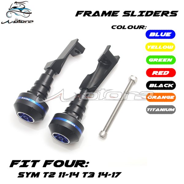 

motorcycle cnc aluminum falling protection frame sliders crash protector for sym t2 2011-2014 t3 2014 2015 2016 2017