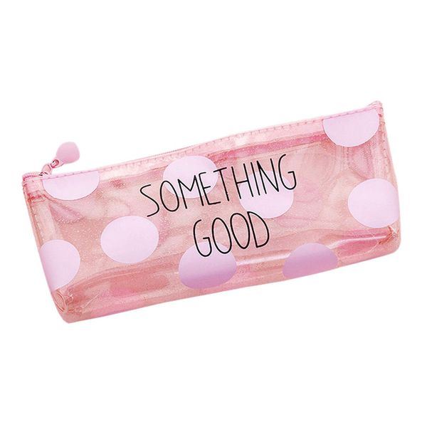 

1 pc cute cat pencil cases for girls pink pvc transparent pen bag school supplies stationery pouch cute pencil box