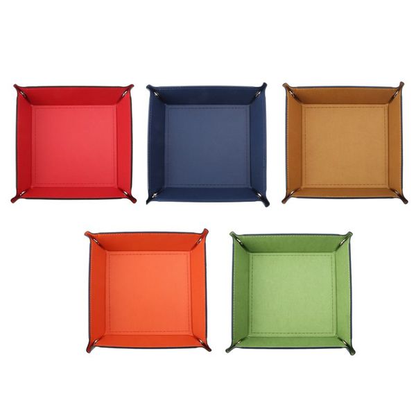 

foldable deskstorage box pu leather quadrilateral tray dnd dice key coin box suit for table games