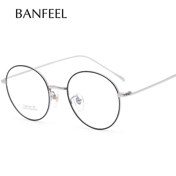

ure titanium glasses frame men vintage round myopia optical prescription eyeglasses frames new women female retro oval eyewear, Silver