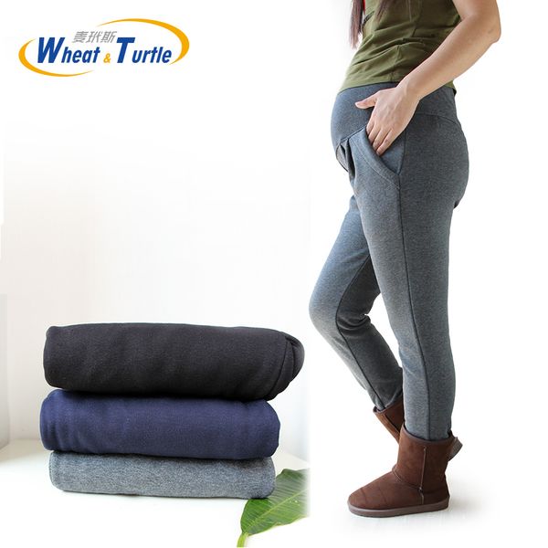 

2018 good quality cotton maternity pants all match thicken velvet warm winter pants for pregnant women big size xl-4xl, White