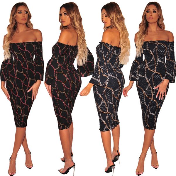 

backless dress women slash neck elegant off shoulder floral print package hip evening party dress, Black;gray