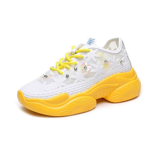 

women's flat platform shoes 2019 summer fashion lace rhinestone chunky sneakers for woman wedges shoes ladies white sneakers, Black