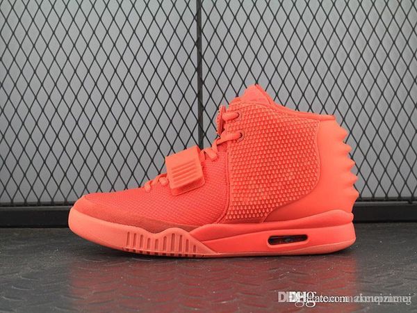 

air yee 2 ii red october 508214-660 kanye west sneakers sports shoes with original box, Blue;gray