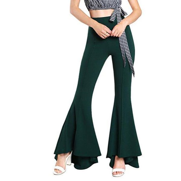 

7 colors sale women trousers fashion flare pants wide leg bell bottoms 2018 new style high waist pants ing, Black;white