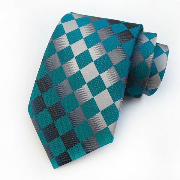 

new classic ties for man green grey checks formal dress jacquard woven silk men's necktie wedding gift men accessories, Black;gray
