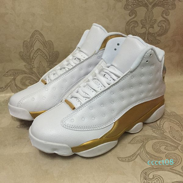 

new 13 dmp defining moments pack men basketball shoes 13s white metallic gold varsity red sports sneaker with box size 8-13 08cct