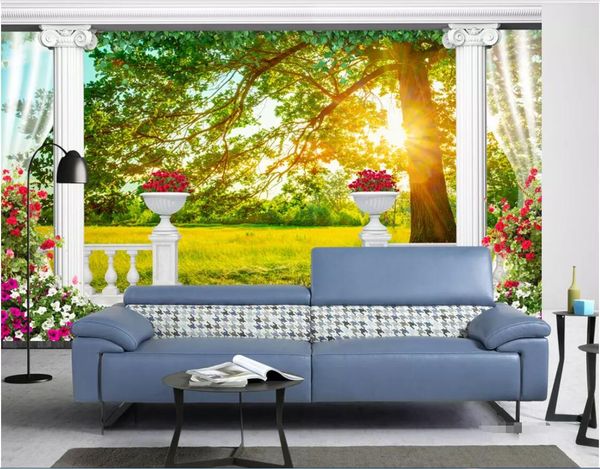 

3d wallpaper custom p mural european balcony woods meadow landscape 3d background wall murals wallpaper for walls 3 d