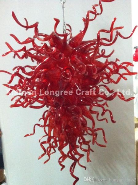 

c93-unique design l decorative crystal chandelier 100% mouth blown red murano glass decorative chain chandelier light with led source