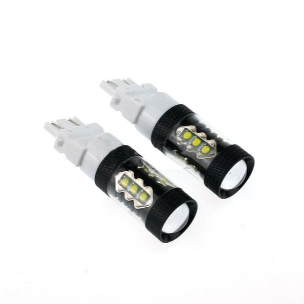 

car 2pcs 80w 3157 led tail sbrake light lamp bulb 4057 4157 super white high power