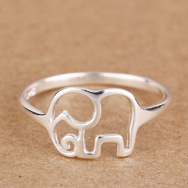 

simple cutout elephant 925 sterling silver wirering jzr318