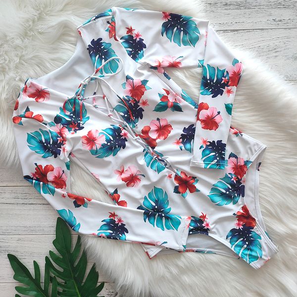 

2020 new one piece swimsuit push up swimwear women monokini long sleeves swim suit bathing suit women summer beach wear