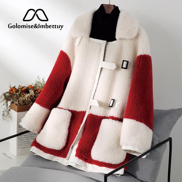 

golomise&imbettuy real/genuine composite lamb/wool fur shearling jacket/coat with faux suede leather lining, Black