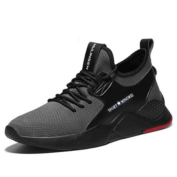 

men's steel toe work safety shoes casual breathable outdoor sneakers puncture proof boots comfortable industrial shoes for men, Black