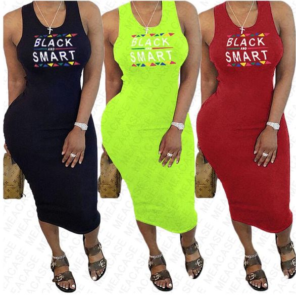 

black smart letter printing women's summer dress designer dresses bodycon sleeveless beach casual pleated dresses clothing s-xxl d7608, White