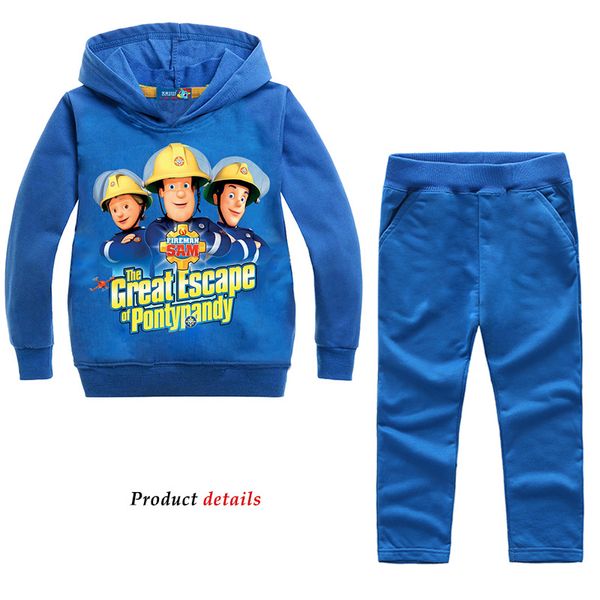 

3-13years toddler boy clothes fireman sam jogging suit stylish kid teenage clothes kids tracksuit new year costume for boy, White