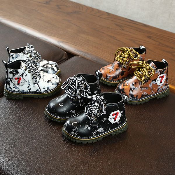 

e cn kids martin boots for girls boys autumn winter children rubber kids boots casual flat baby england autumn snow, Black;grey