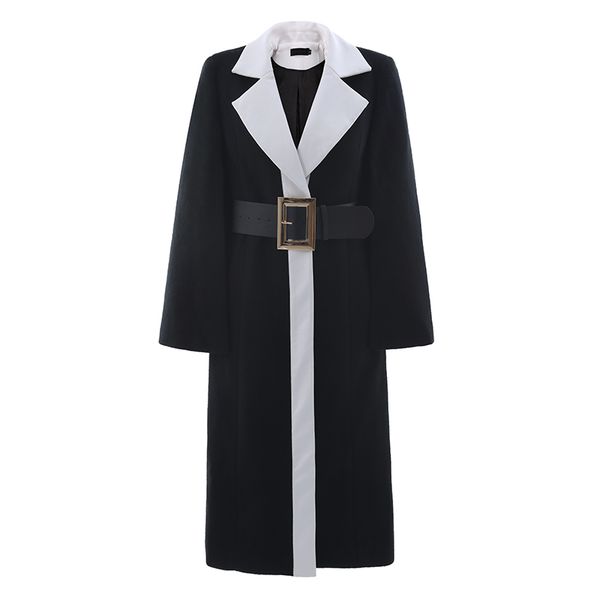 

2020 new temperament shawl cape woolen coat women's suit mid-length slim woolen coat, Black