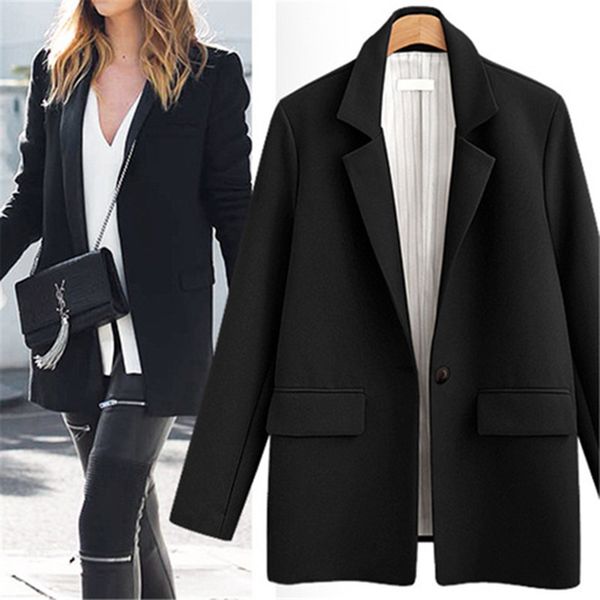 

autumn suit blazer women 2019 fashion leisure short jackets work office lady formal blazer outerwear plus size chaqueta mujer, White;black