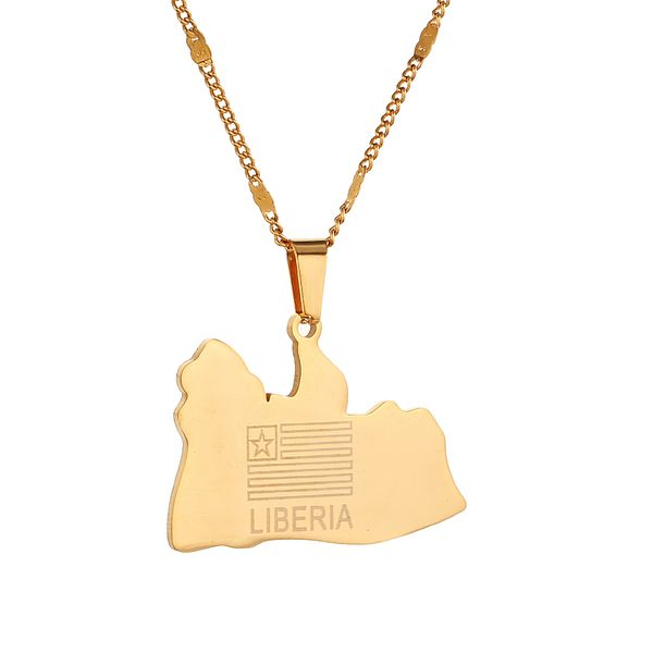 

stainless steel liberia map flag pendant necklaces liberians charms jewelery, Silver