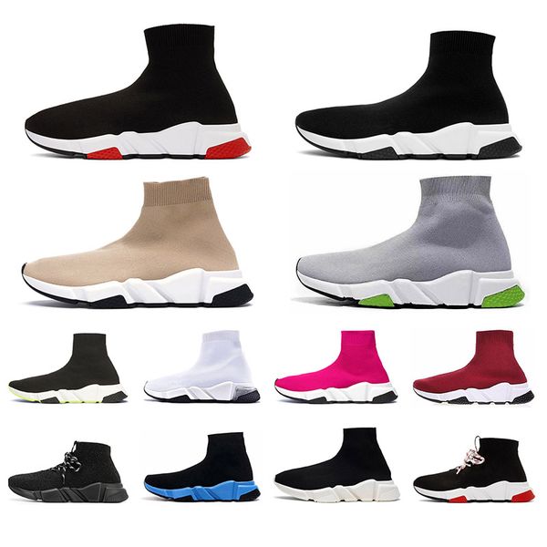 

designers speed trainers 2020 fashion socks casual shoes for men women clear sole triple black white green grey red outdoor sneakers