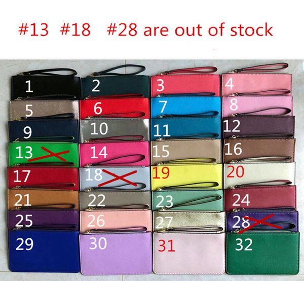 

us brand designer new pu leather wallets wristlet women purses holders 32 colors, Brown;gray