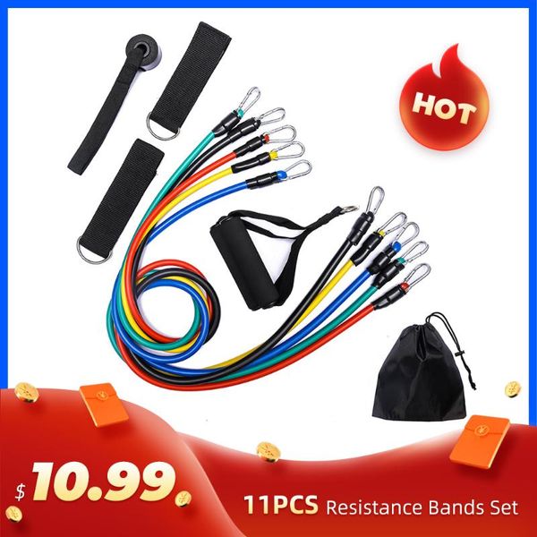 

11pcs/set elastic resistance bands set workout bands for fitness rubber fitness equipment for home gym training pull loop