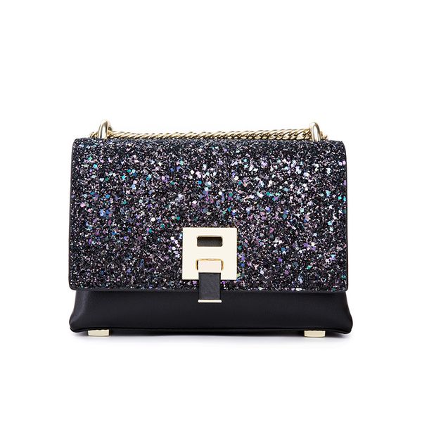 

the new one-shoulder small bag trend line high-grade texture wild fashion sequins female bag small square chain crossbody