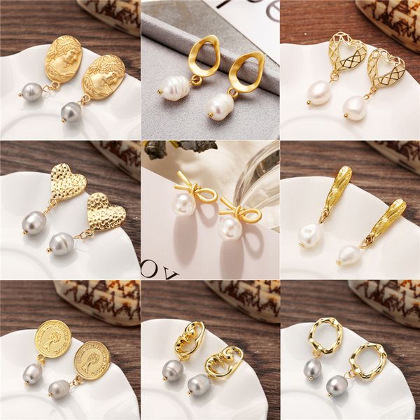 

new bohemian gold color irregular freshwater pearl dangle earrings for women mothers gifts fashion wedding geometric drop earring brincos hz, Silver