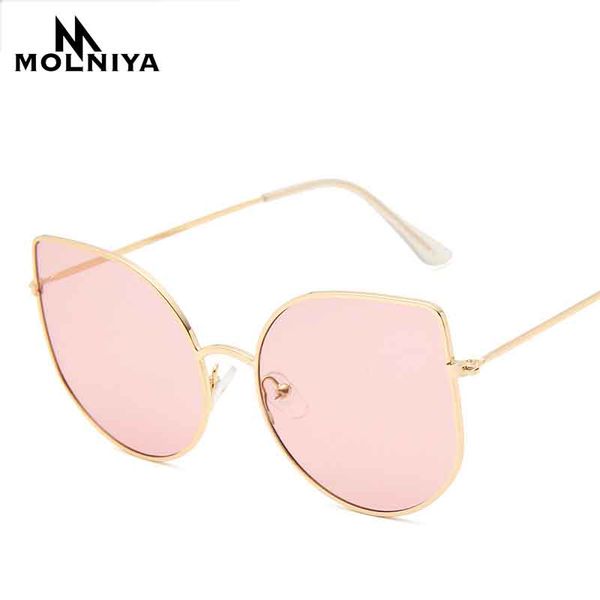 

fashion cat eye sunglasses new women metal big sun glasses reflective flat lens eyeglasses frame uv400 variety options, White;black