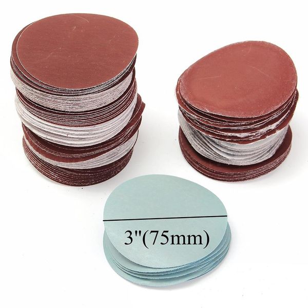 

100pcs 3 inch 75mm sandpaper sander disc mix sanding polishing pad 80-3000 grits
