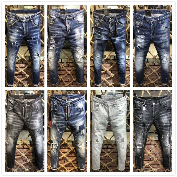 

2019 new d2 cla ic black biker jean men runway biker traight kinny warm denim trou er cowboy famou brand de igner wa hed men 039 pa