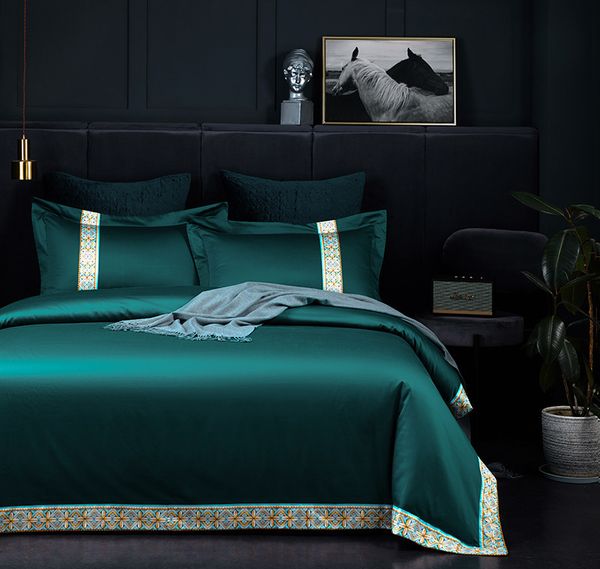 Premium 1000tc Egyptian Cotton Patchwork Bedding Set Dark Red