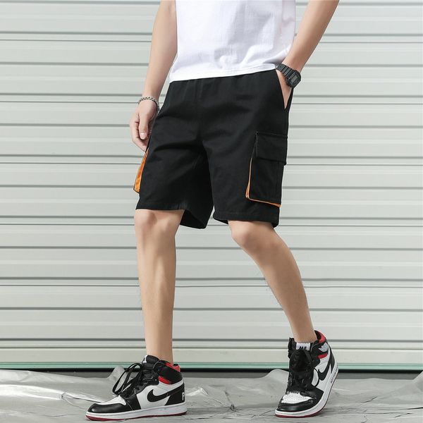 

2019 summer casual shorts men cotton knee length bermuda male shorts side-pockets cargo men short pants, White;black