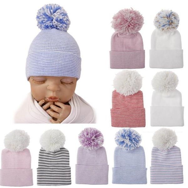 Infant Baby Thicken Cotton Striped Soft Hat Autumn Winter Reborn