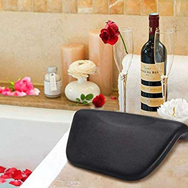spa bath pillow, pu bath cushion with non-slip suction cups, ergonomic home spa headrest for relaxing head, neck, back and shoul other bath