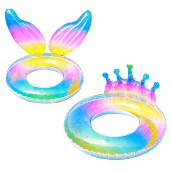 

swimming ring inflatable swimming ring thickened pool float sequin crown swim for beach party vacation decoration