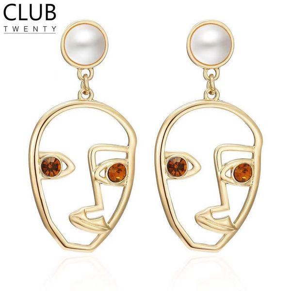 

funny face earrings copper earrings color retention anti allergy jewelry, Silver