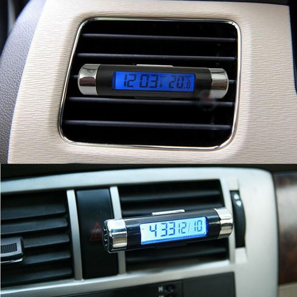 

e74 new practical 2in1 car lcd clip-on digital backlight automotive thermometer clock c45