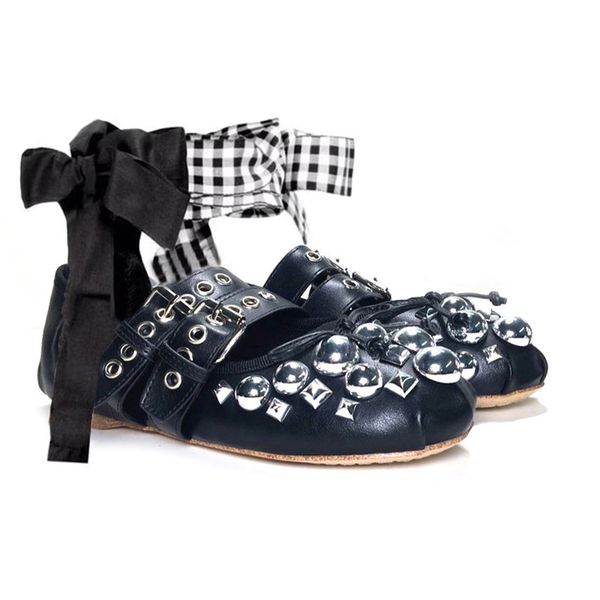 

ollymurs 2020 new fashion women's shoes belt buckle rivets, Black