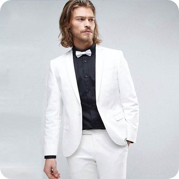 

custom white groom tuxedos men wedding suits man blazer notched lapel smoking jacket 2piece evening party handsome groomsmen jacket pants, Black;gray