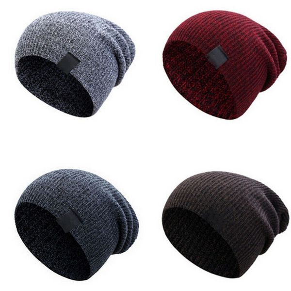 

2019 men women fashion cotton knit baggy beanie oversize winter hat ski slouchy chic cap brown gray