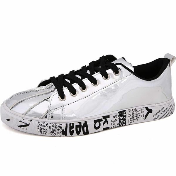 

big size running shoes woman sport sneakers men sports shoes lady patent leather sepatu wanita silver krasovki a262