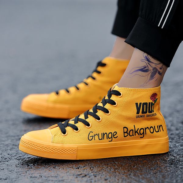

yrrfuot winter new men fashaion canvas shoes outdoor sneakers brand high trend original man shoes, Black