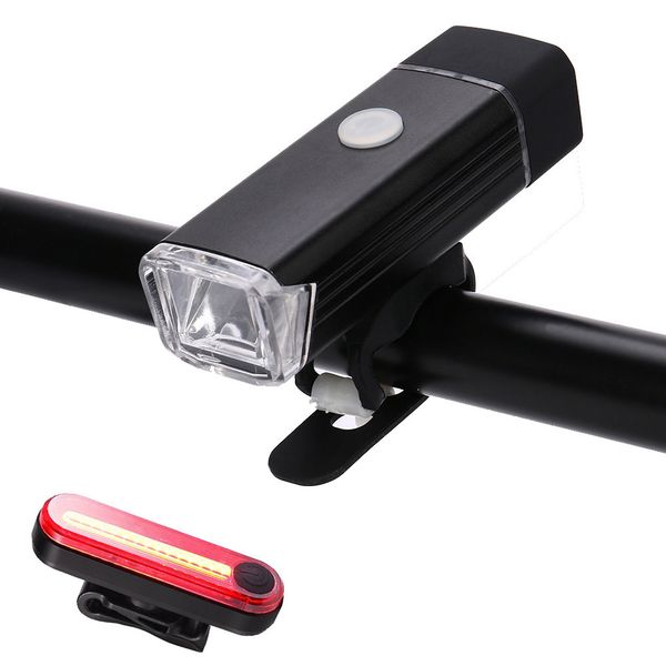

usb rechargeable led bicycle bright mountain bike front headlight and rear tail light set cycling accessories #3n13