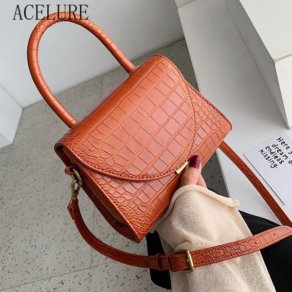 

acelure stone pattern pu leather crossbody bags women shoulder messenger bag ladies handbags totes